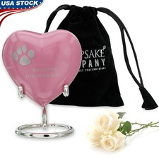 Heart Shaped Pet Ashes Urn Metal Keepsake Mini Cremation Container W/ Stand New