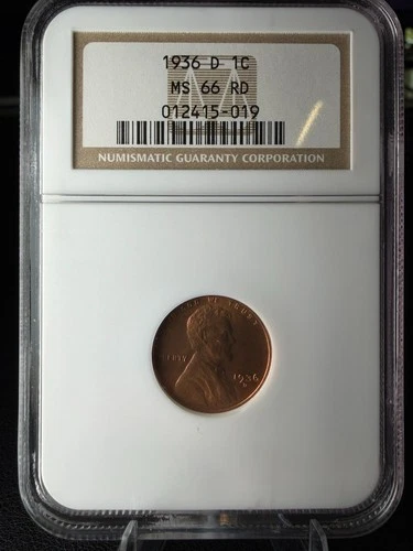 1936-D 1C MS 66 RD LINCOLN CENT NGC