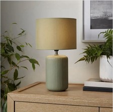Lea Ribbed Ceramic sage Green Table Lamp