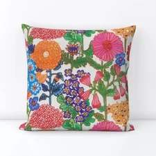 Groovy Florals Botanical Garden Printed Square Throw Pillow Cover