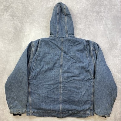 Vintage Carhartt Denim Jacket J239 LVN Hooded Sherpa Lined Size