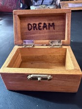 Little Wooden Box of DREAMS with Pretty Rocks On LID Jewelry Gift Box