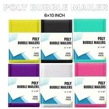 #0 6x10 Multi Colors Poly Bubble Mailer Plastic Shipping Envelope Bag, 1000 PCS