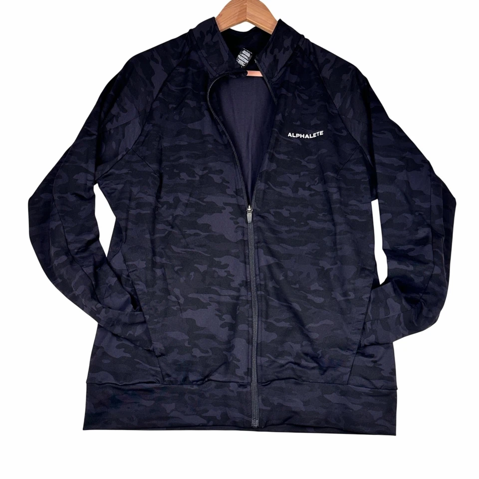 Alphalete Premium Full Zip Jacket Men’s M Black Camo Stretch Track Top - Image 3 of 4