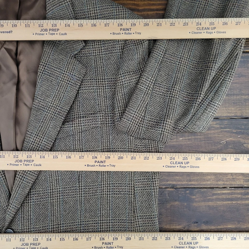 Abrigo deportivo Brandini Le Collezioni para hombre dos botones marrón a cuadros seda lana talla 44L Foto 3 de 4