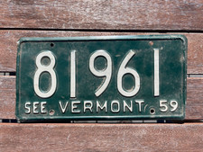 1959 Vermont License Plate 81961