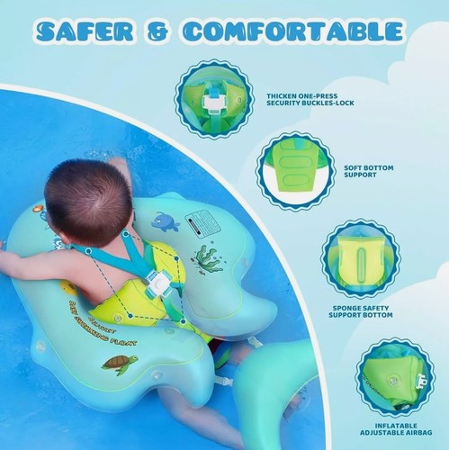 No Flip Over Baby Pool Inflatable Float with Canopy UPF50+ Sun Protection - Picture 3 of 7
