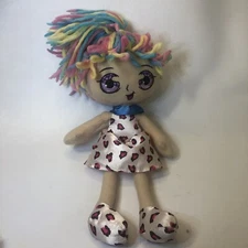 Vintage Hugfun International Stuffed Plush Doll Girl with Rainbow Hair 13” Tall