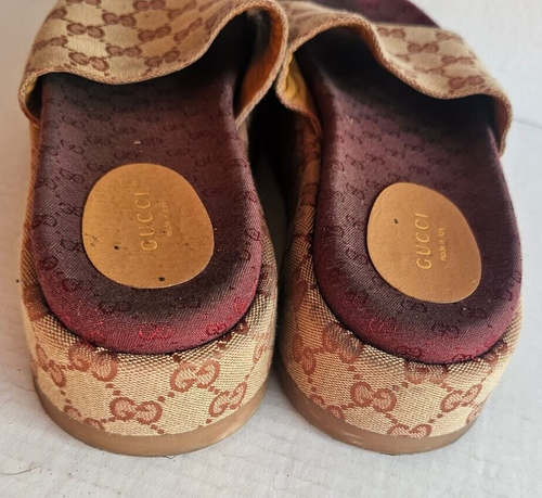 Gucci Angelina GG Beige Denim Platform Slide Sandals Size 39/8-8.5 US 301839-09B - Picture 9 of 12
