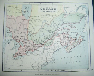 Original 1887 antike Karte von Kanada (Ostprovinzen)