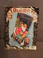 Vintage Bucilla Western Santa Felt Christmas Stocking Kit 83009 Cowboy New Rare