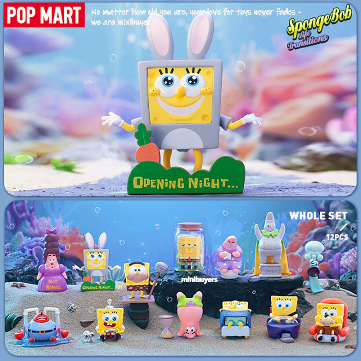 POP MART SpongeBob Life Transitions Series Figure Blind Box Sealed  Set/Secret