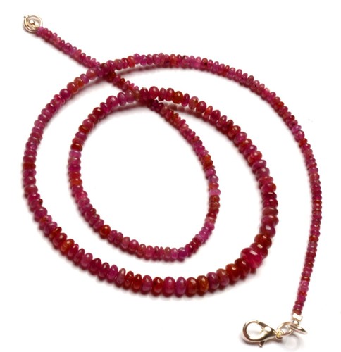 Natural Ruby Gemstone 3 to 7 mm Size Smooth Rondelle Beads Necklace 20.5" - Picture 5 of 9