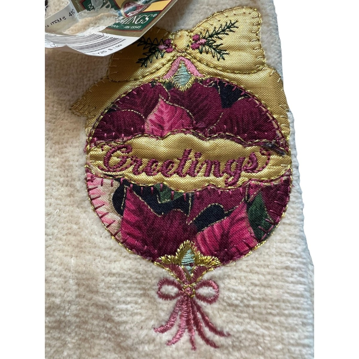 トップス HOLIDAY SUPER FINE Vintage Holiday Trimmings Hand Fingertip Towel Off White