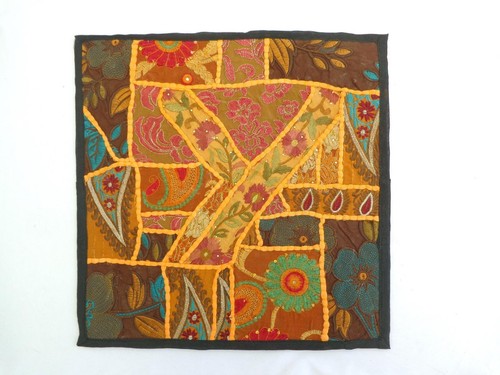 Housse De Coussin Suzani Brodée Main - 40x40cm, Coton, Style Bohème Indien