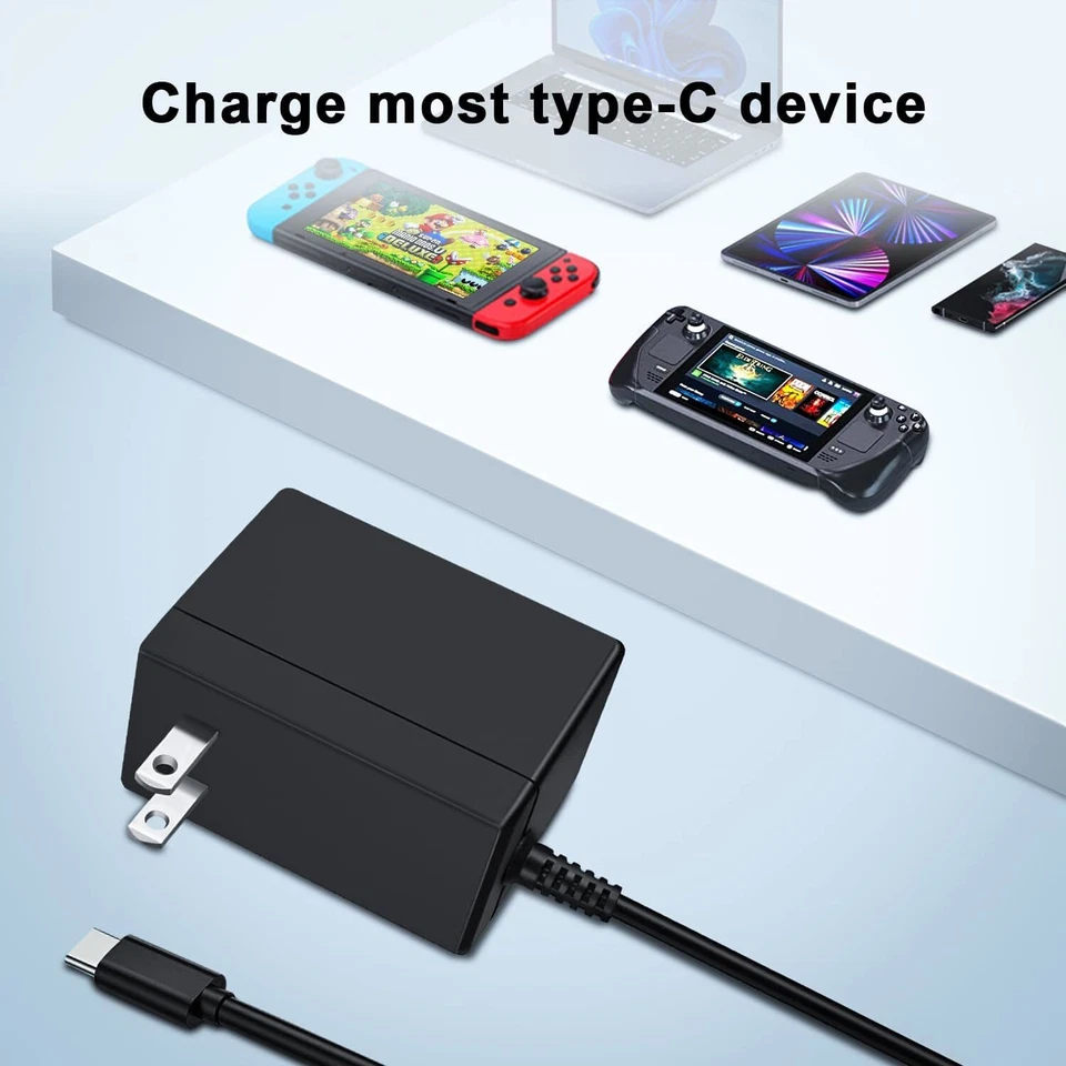 Interruptor USB-C Tipo C Cargador Cable de Alimentación Adaptador de CA Enchufe para Nintendo Switch/Lite Foto 2 de 4
