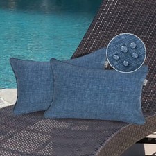 Pack of 2 Outdoor/Indoor Lumbar Pillow Case Covers 12"x20" Waterproof Rectang...