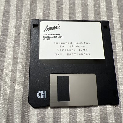 Vintage Software Imsi Animated Desktop For Windows 1993 3.5'' Floppy Disk