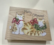 Stamps Happen Merry Christmas Cats Rubber Stamp