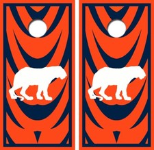 Tiger In Detroit Colors Cornhole Board Wrap LAMINATED Decals Vinyl Sticker 4755