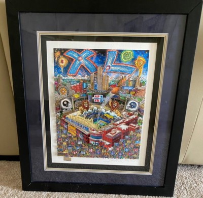 3D CHARLES FAZZINO FRAMED SIGNED XL SUPER BOWL STEELERS & SEAHAWKS LTD EDITION