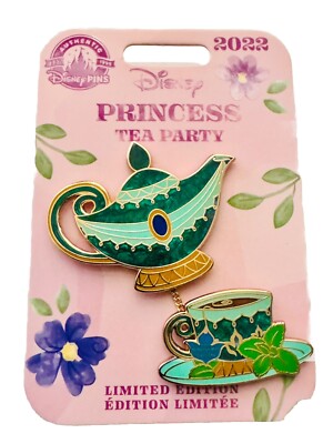 Disney Pin 2022 DLR Jasmine Princess Tea Party Series 2 Pin Set Aladdin LE 4000