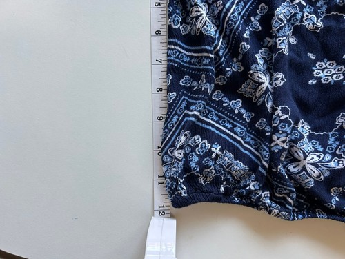 Justice Girl Blue Flower Pattern Print Top Blouse Hem Tie Bell Sleeve Size 18/20 - Picture 18 of 22