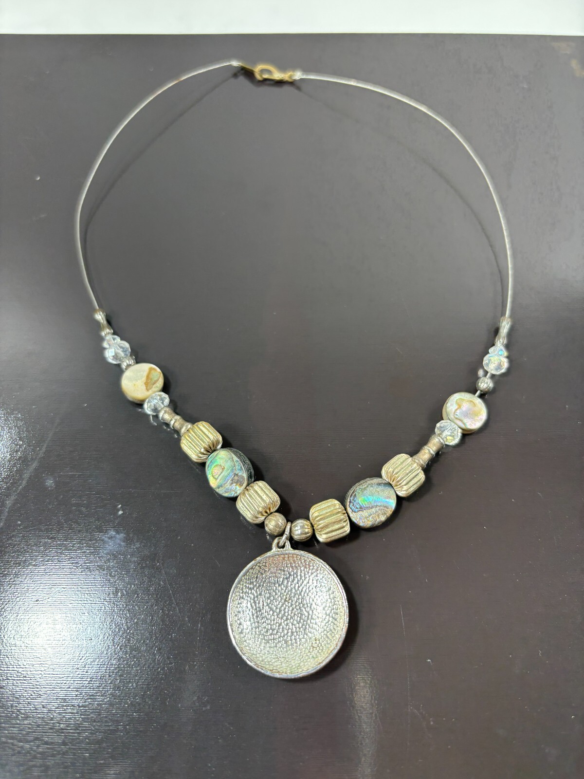 Vintage Abalone Shell Bead Statement Necklace - image 5