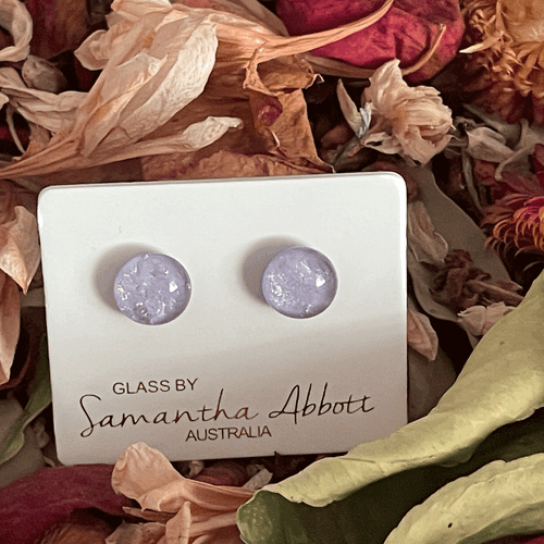 Glass Stud Earrings in Purple Tones by Australian Artist Samantha Abbott - Picture 5 of 10