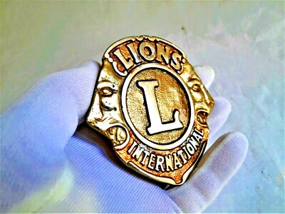 Vintage Lions Club International bronze emblem. Badge for car