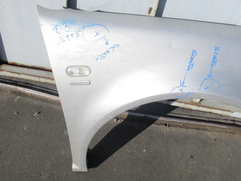 2000-2004 VOLKSWAGEN JETTA GLI SILVER FRONT RIGHT PASSENGERS FENDER SHELL OEM - Image 3 of 4