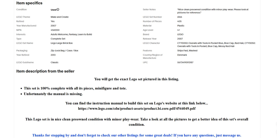 LEGO - 6166 - Large Brick Box - Clean & Complete - Retired - 2007 - Ships Fast! - Image 2 of 4