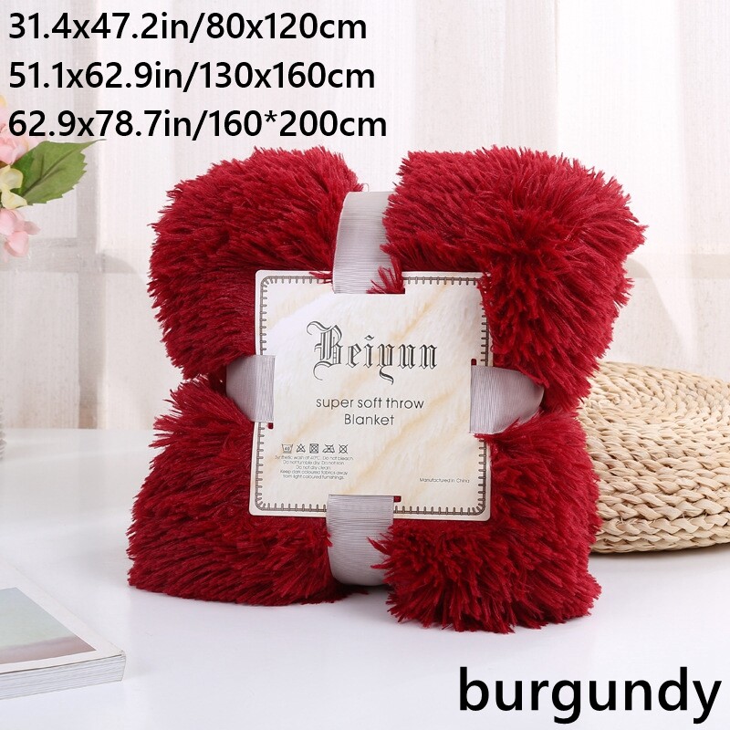 Double Layer Plush Throw Blankets Faux Fur Fluffy Fleece Thermal