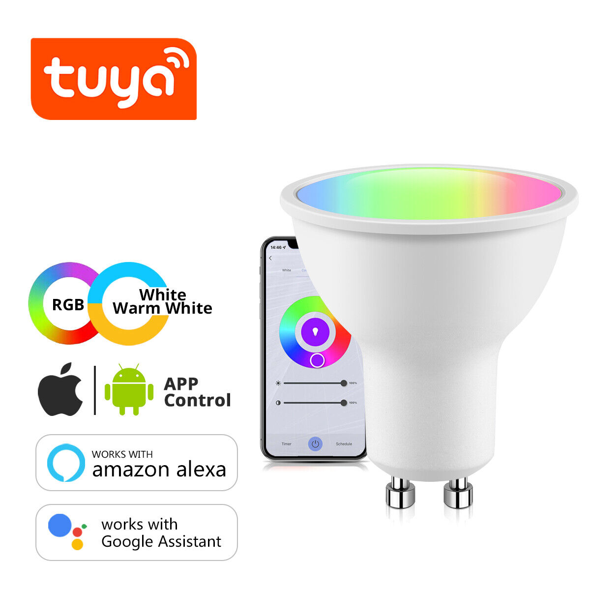 Gør gulvet rent Nu tømmerflåde GU10 Wifi Smart LED Light Bulb 5W RGB APP Control Dimmable for Alexa Google  Home | eBay