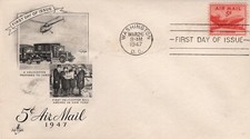 U.S. ArtCraft FDC #C33  1947 5¢ DC-4 Skymaster Small Format ST2837