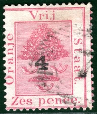 South Africa OFS QV SG.13 Stamp 4d/6d *4* Surcharge Used {samwells} XBLUE129