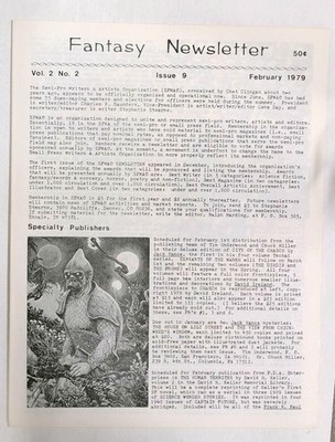 Fantasy Newsletter #9--Book, Mag, Fanzine, Convention info & pix--pulp + Sci