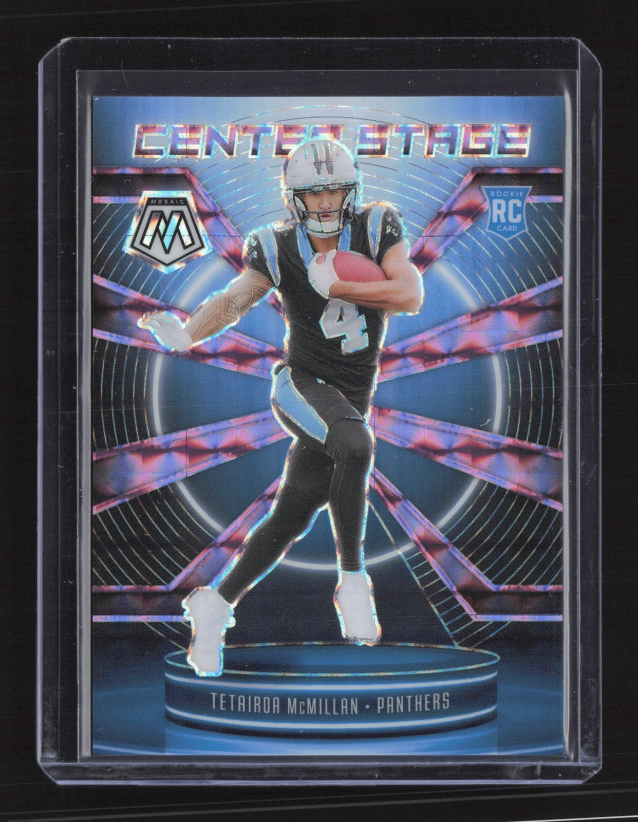 2025 Panini Mosaic #8 Tetairoa McMillan Center Stage Mosaic Purple #/49