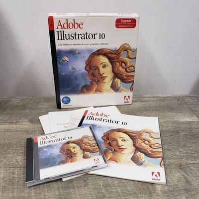 *Mac/Macintosh* Adobe Illustrator 10 Upgrade Disc & Serial Number w/ Guide & Box