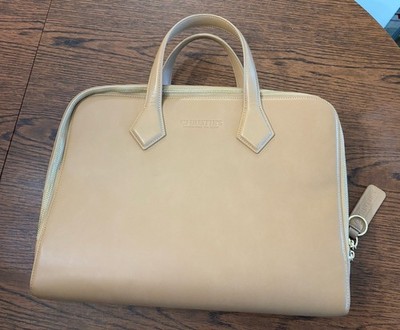 New Christie's International Real Estate Tan Leather Bag + Key Chain Nice!