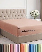 Extra Deep Full Fitted Sheet - Hotel Luxury Single Fitted Sheet Only - Easily...