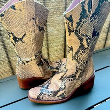 Vintage HYPE Snake Print Leather Western Boots Women  s 6M Spain y2k Retro