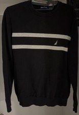 Men  s NAUTICA Sweater Pullover Crew Neck Long Sleeve Cotton BLACK Small