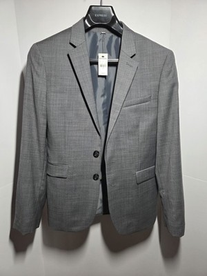 Express NWT Innovator Gray Textured Suit Jacket Extra Slim 36 Short