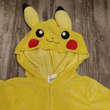 Pokemon Pikachu All In One Pajamas Cosplay Hoodie Soft Sleepwear Size 10-12...