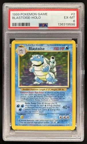 1999 Pokemon Unlimited Blastoise Holo Rated Rookie Error Card Rare #2/102 PSA 6
