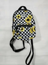 Vans Off The Wall Mini Backpack. Sunflower Prints On B/W Checkerboard.