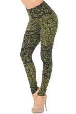 Buttery Soft Olive Leaf Extra Plus Size Leggings - 3X-5X
