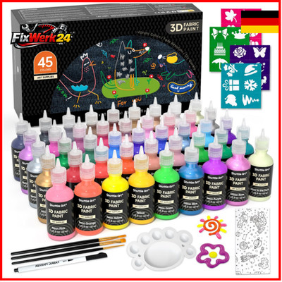 Shuttle Art 3D Stoffmalfarben Set 45 Farben 30ml 9