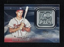 2021 Topps 70th Anniversary Manufactured Logo Blue Eddie Mathews Patch HOF 0a3k